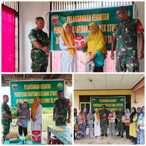 Kembali Babinsa Ramil 04/PP Berikan Bantuan Tahap II Kepada 3 Orang Anak Asuh Stanting di Kelurahan Sekar Mawar Airmolek