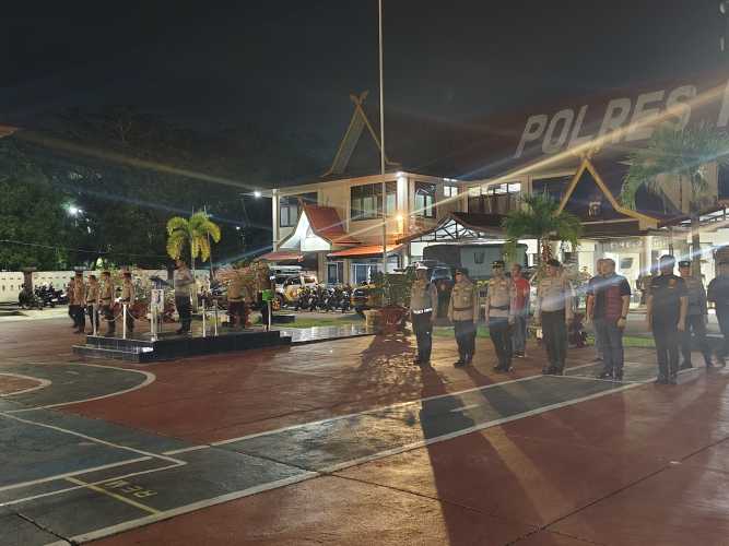 Kapolres Inhil Pimpil Apel Gabungan TNI- Polri Persiapkan Patroli Kamtibmas Skala Besar
