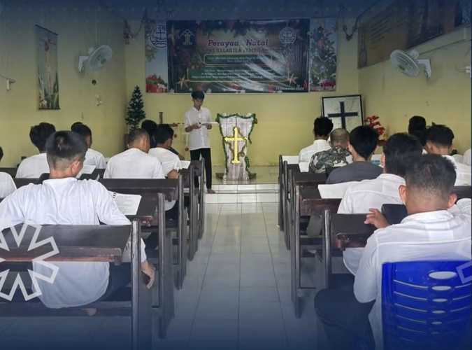 Penuhi Hak Keagamaan: Lapas Tembilahan Fasilitasi Pembinaan Rohani, 23 WBP Nasrani Ikuti Kebaktian