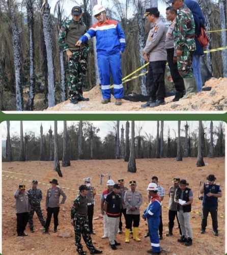 Dandim 0314/Inhil dan Kapolres Tinjau Langsung Lokasi Pasca Kebakaran Pipa Gas di Batu Ampar