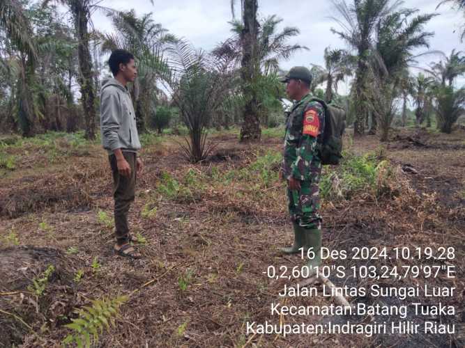 Babinsa Koramil 12/Batangtuaka Gelar Patroli dan Sosialisasi Karlahut, Selamatkan Kebun Rakyat