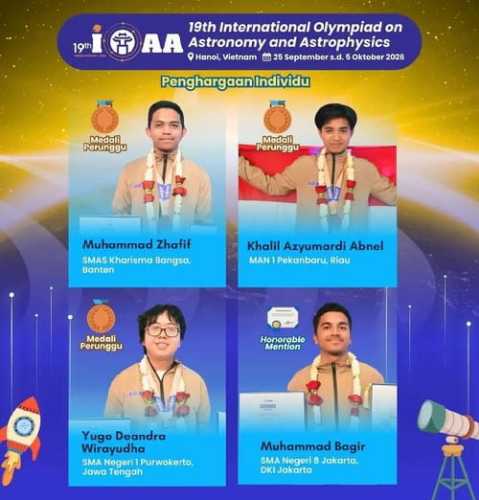 Murid MAN 1 Pekanbaru Raih Bronze Medal di Olimpiade Astronomi Internasional IOAA Hanoi