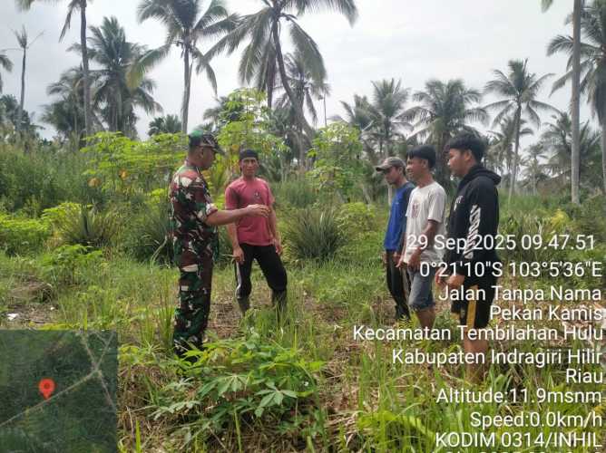 Babinsa Koramil 01/Tbh Gelar Patroli Tapal Batas di Desa Sialang Panjang