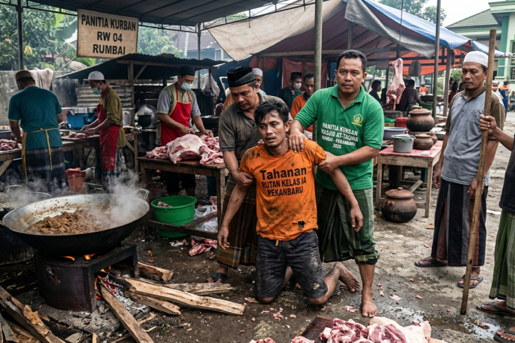 Kabur dari Rutan Pekanbaru, Tahanan Ini Ditangkap Warga di Dapur Kurban