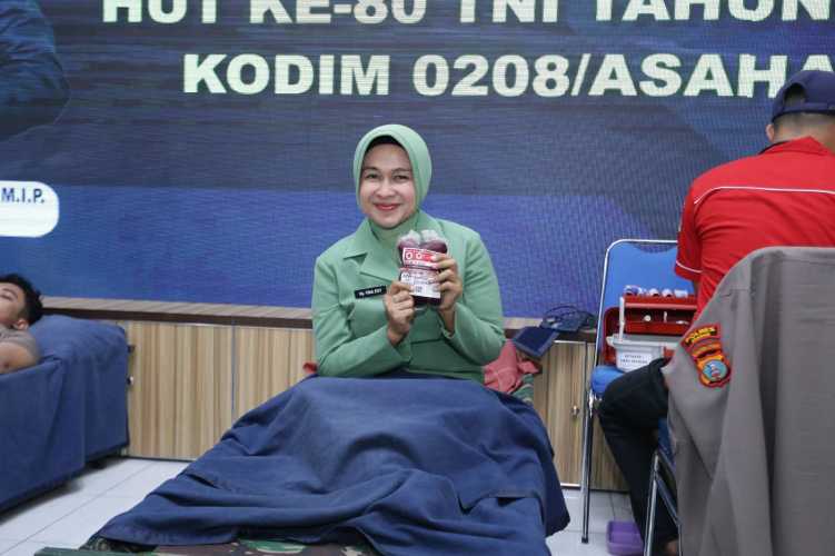 Sambut HUT ke-80 TNI Kodim 0208 Asahan Hasilkan 80 Kantong Darah