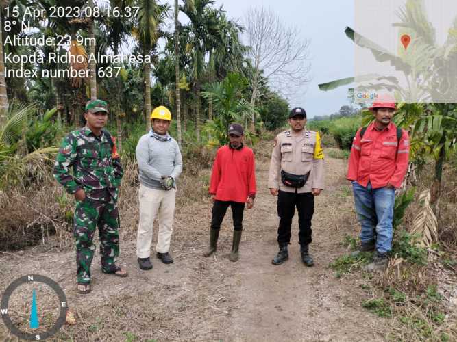 Babinsa Bersama Babinkamtibmas dan RPK Inpeksi Lahan Konsesi