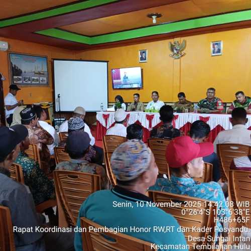 Pemdes Sungai Intan Laksanakakan Koordinasi Lintas Lembaga Tingkat Desa melalui Rapat Koordinasi