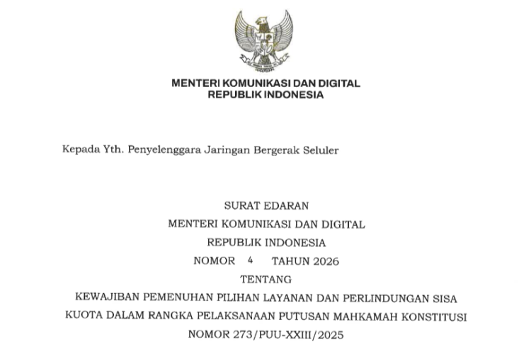 Inilah Edaran Menkomdigi tentang Aturan Sisa Kuota Internet bagi Operator Seluler