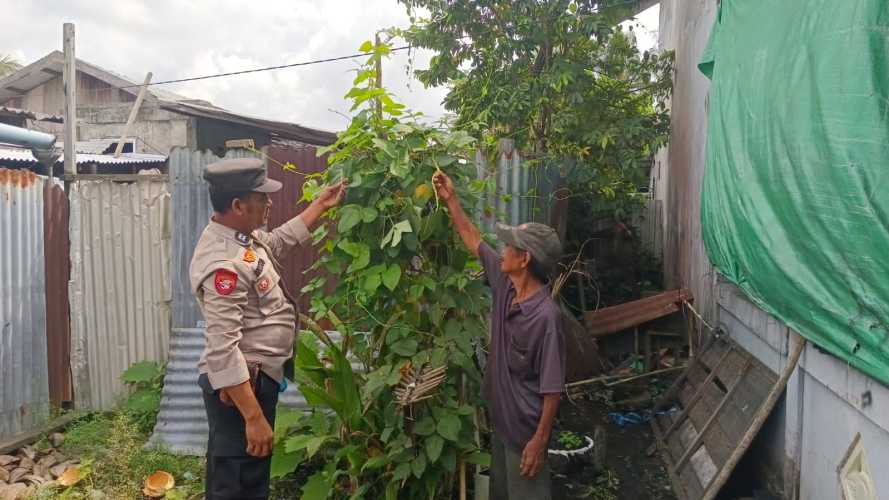 Bhabinkamtibmas Polsek Enok Perluas Program Ketahanan Pangan Hingga Pekarangan Warga