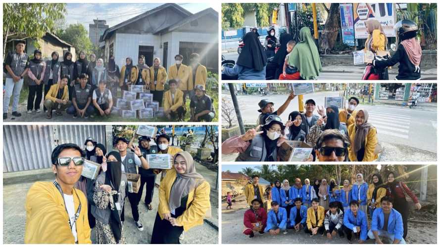 KKN Universitas Islam Indragiri dan KKN UIN SUSKA RIAU Berkolaborasi Galang Dana untuk Korban Kebakaran di Jalan Suhada 2 Ujung (Parit 7)