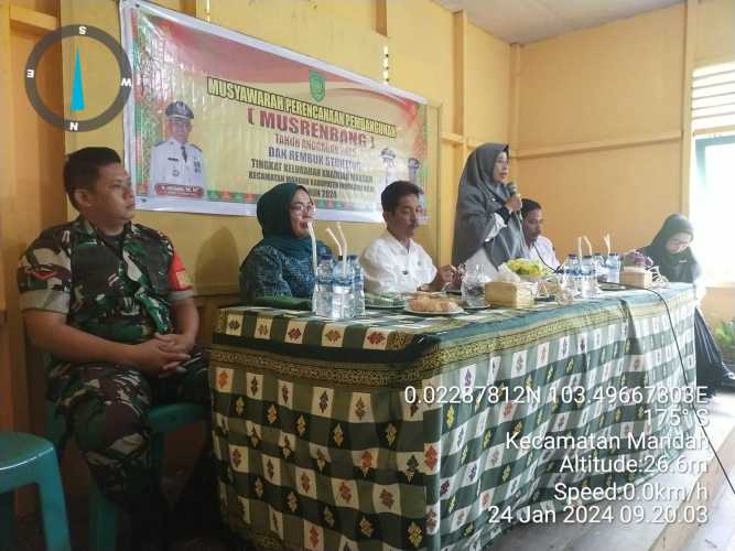 Babinsa Mandah Hadiri Musrenbang dan Rembuk Stunting di Kelurahan Khairiah Mandah