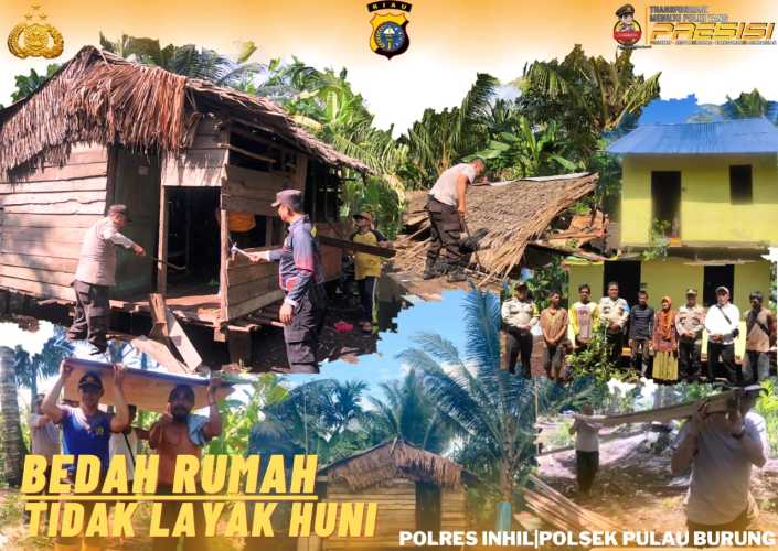 Polsek Pulau Burung Bedah Rumah Tidak Layak Huni Milik Warga