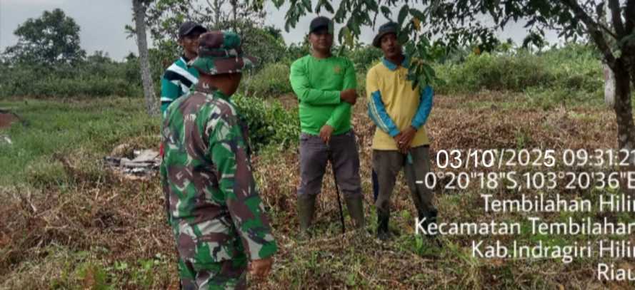 Babinsa Koramil 01/Tbh Sosialisasi Tapal Batas untuk Cegah Konflik Agraria di Tembilahan Hilir