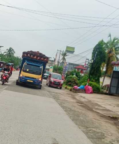 Tomas KBS Sesalkan Aktifitas Mobil Lori Lalu Lalang Tidak Memakai Jaring Pengaman Muatan Sawit