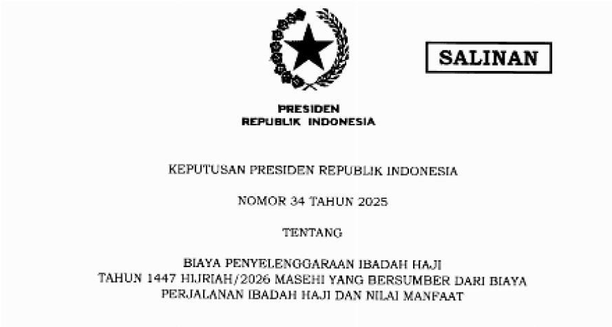 Inilah Keppres 34/2025 tentang Biaya Penyelenggaraan Ibadah Haji 1447 H