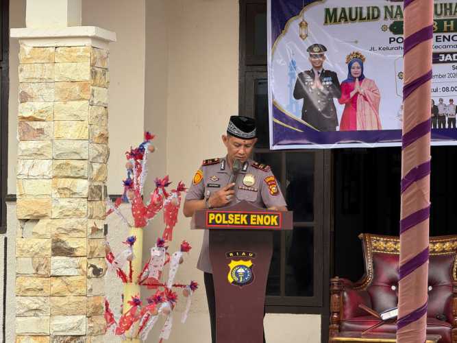 Maulid Nabi Muhammad Saw di Polsek Enok, Teladani Ahlaq Rasulullah Dalam Pengabdian