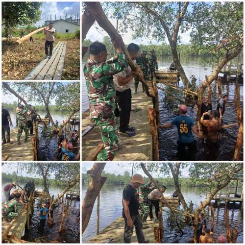 Dari Swadaya untuk Masyarakat, Polsek Pelangiran Bersama Forkopincam  Inisiasi Pembangunan Rest Area Pelabuhan