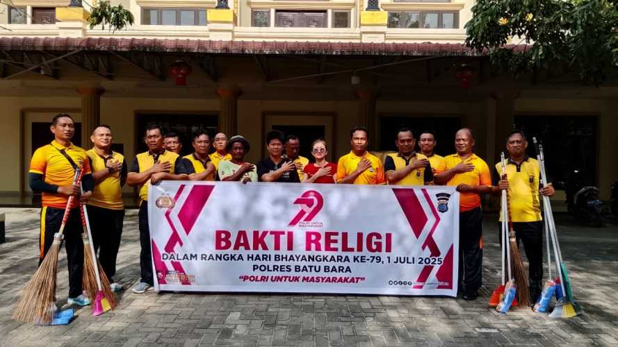 Polsek Indrapura Gelar Bakti Religi Gotong Royong dalam Rangka Hari Bhayangkara ke-79