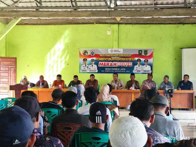 Wujudkan Ekonomi Mandiri, Desa Rumbai Jaya Gelar Musyawarah Pembentukan Koperasi Merah Putih