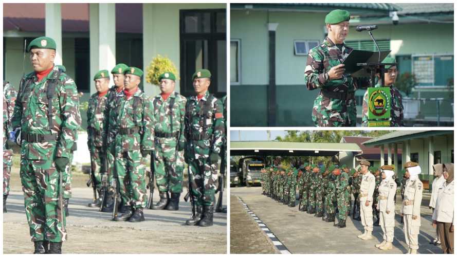Kasdim 0314/Inhil Pimpin Upacara Bulanan, Tekankan Disiplin dan Kewaspadaan Prajurit