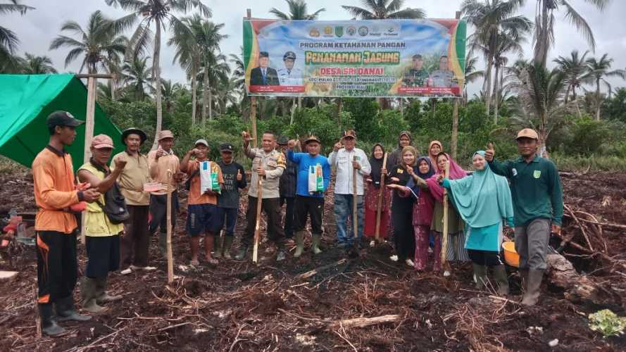 Kepala Desa Sri Danai Gerakkan Ketahanan Pangan Lewat Penanaman Jagung Serempak
