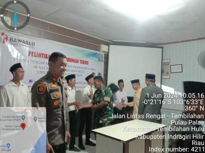 Mewakili Danramil, Peltu Jaharzam Mengikuti Prosesi Pelantikan Pengawas Kelurahan /Desa Se - kecamatan Tembilahan Hulu