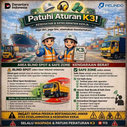 PT Pelindo Imbau Seluruh Pekerja Tingkatkan Kewaspadaan terhadap Area Blind Spot Kendaraan Berat