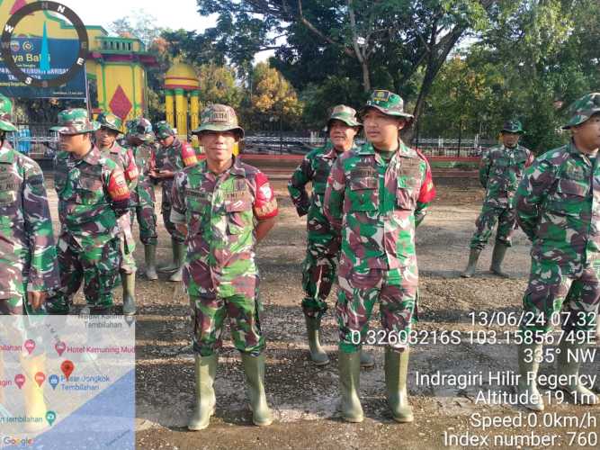 Personil Koramil 08/Mandah   Apel Karya Bhakti Gotong Royong HUT Ke -74 Kodam I/BB