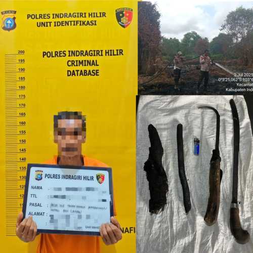 Polres Inhil Amankan Seorang Petani Diduga Membakar Lahan Seluas 5 Hektare di Gaung