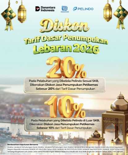 Pelindo Berikan Diskon Tarif Penumpukan Petikemas hingga 20 Persen Selama Lebaran 2026