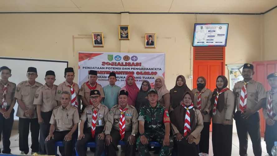 Babinsa Koramil 12/Batang Tuaka Dampingi Kegiatan Sosialisasi Pendataan Potensi dan Kartu Tanda Anggota Pramuka Nasional
