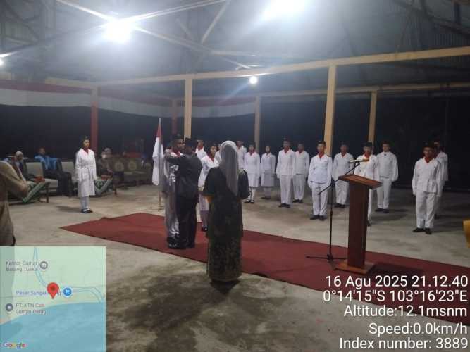 Pendopo Sungai Piring Bergema,Camat Batang Tuaka Kukuhkan Paskibra 2025 dengan Penuh Khidmat