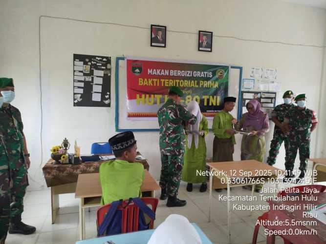Koramil 08/Mandah Gelar Bakti Teritorial Prima, Dukung Gizi Sehat Jelang HUT TNI