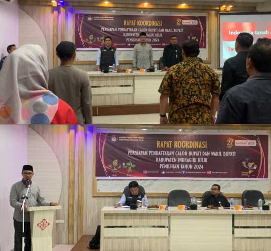 KPU Inhil Gelar Rakor Persiapan Pendaftaran Calon Bupati dan Wakil Bupati