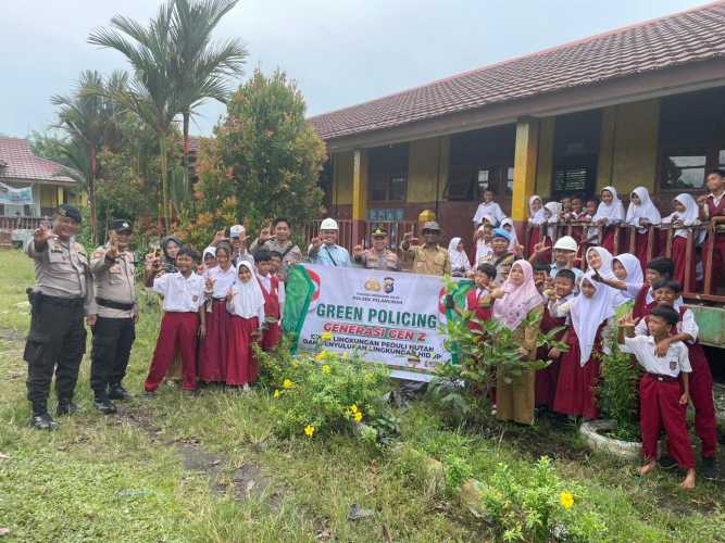 Polsek Pelangiran menjalin kemitraan dengan lembaga pendidikan serta implementasi Program Green Policing bagi Gen-Z,