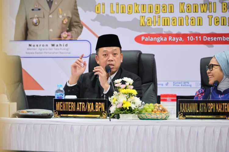 Pembinaan di Kanwil BPN Provinsi Kalteng, Menteri Nusron Minta Pelayanan Pertanahan Adaptif, Cepat, dan Bersih